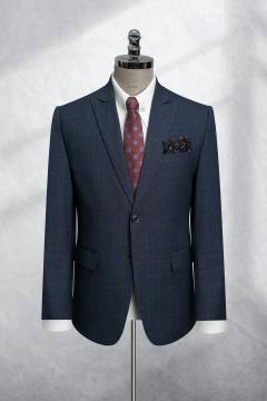 Bộ Suit Xám Đậm Kẻ Ô Classic Fit TGS368